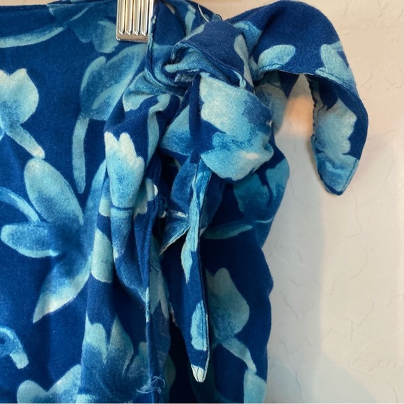 Hillard & Hanson blue floral wrap skirt size large - Picture 4 of 11